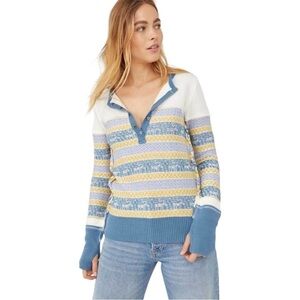 Free People To the Woods Fair Isle Sweater in Light Combo L